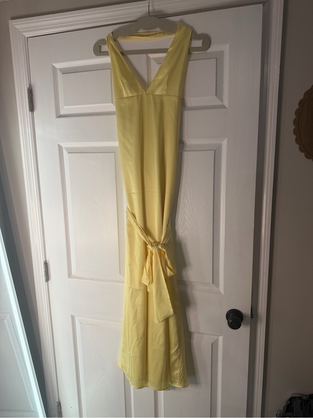 Peppermayo Lemon Yellow V-Neck Tie-Front Maxi Dress